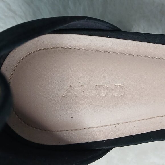 Women's Aldo Suede Low Block Heel Sandals Black Size 10 - Picture 9 of 10